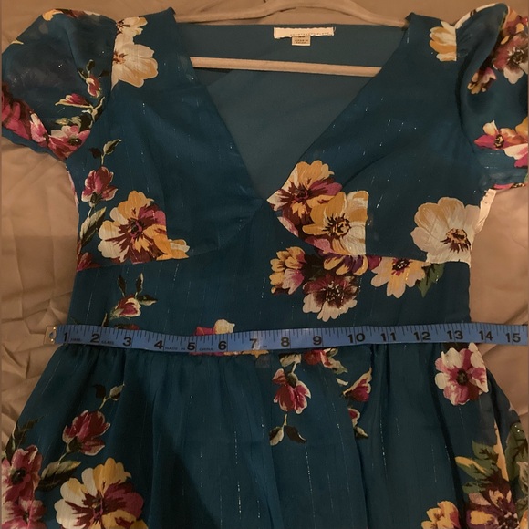 NWT Fourteenth Place Balboa Tiered Floral Print Long Sleeve Chiffon Maxi Dress - Picture 12 of 14